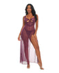 Antonella Lace Unlined Underwire Gown w/O-Ring Details - Burgundy SM by Oh La La Cheri