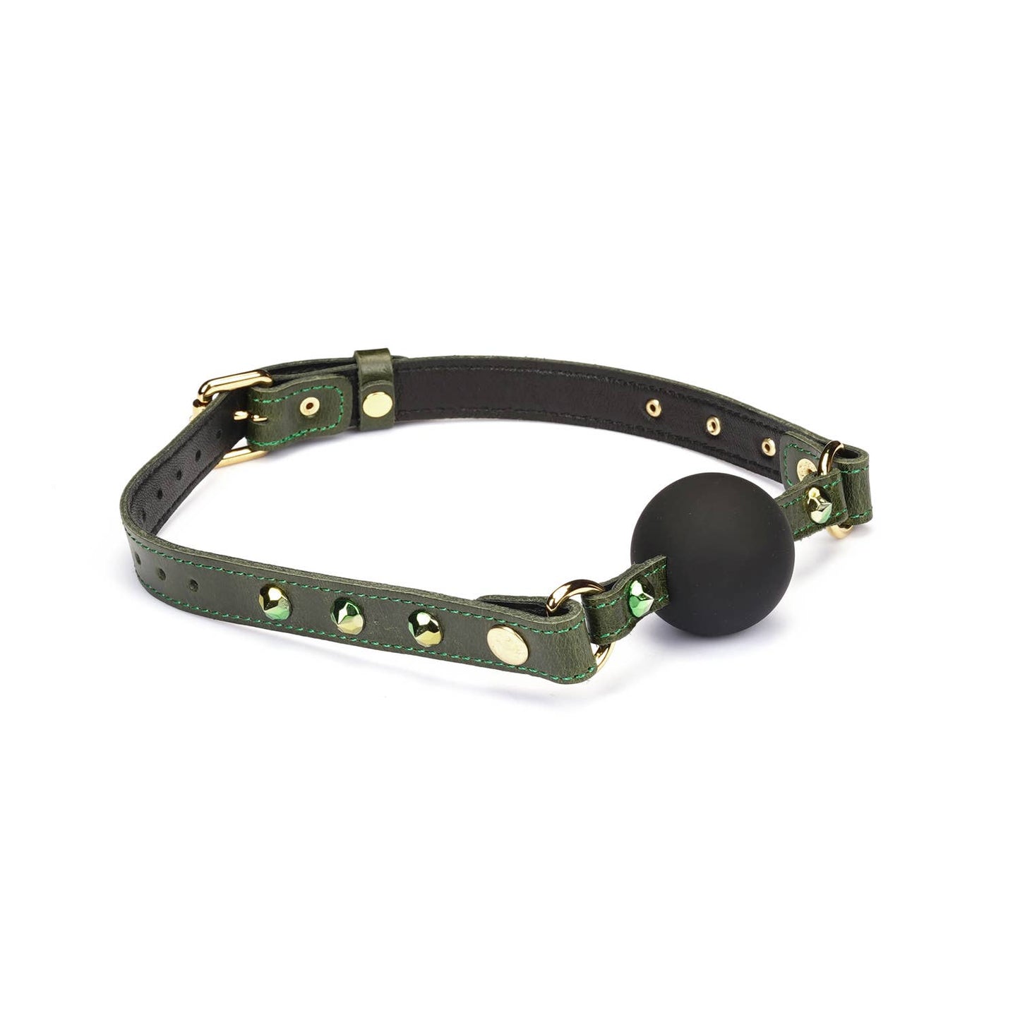 Liebe Seele - Luxury Green Leather Ball Gag with Green Rivets