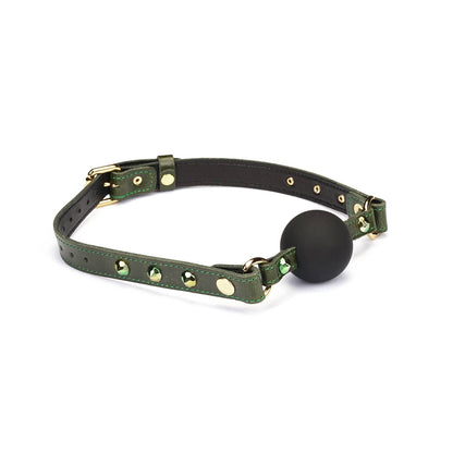 Liebe Seele - Luxury Green Leather Ball Gag with Green Rivets