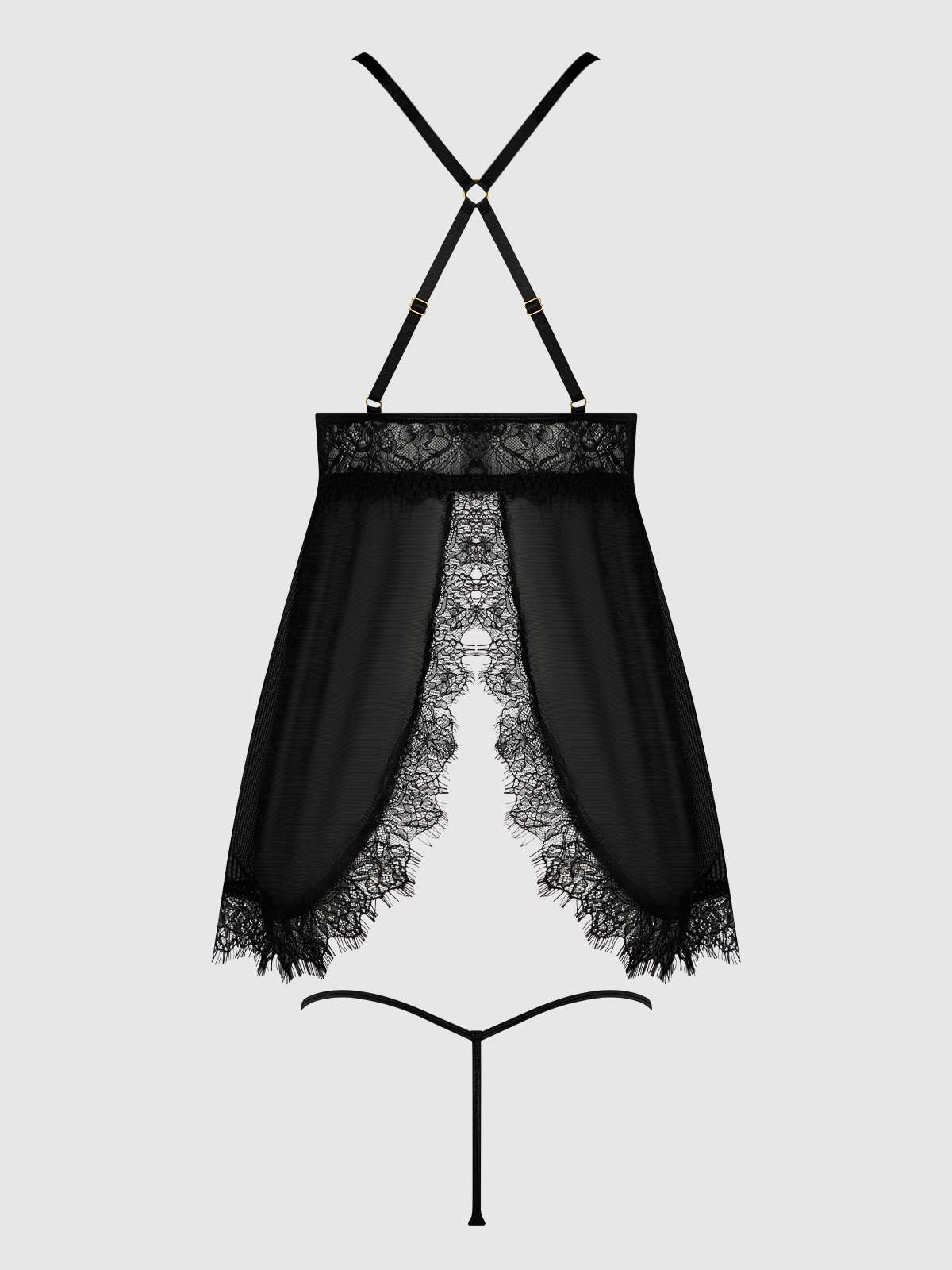 MILA EYELASH LACE & MESH BABYDOLL & G-STRING SET by House of Desire