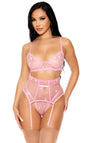 Heart You Embroidered Bra and Waist Cincher Lingerie Set