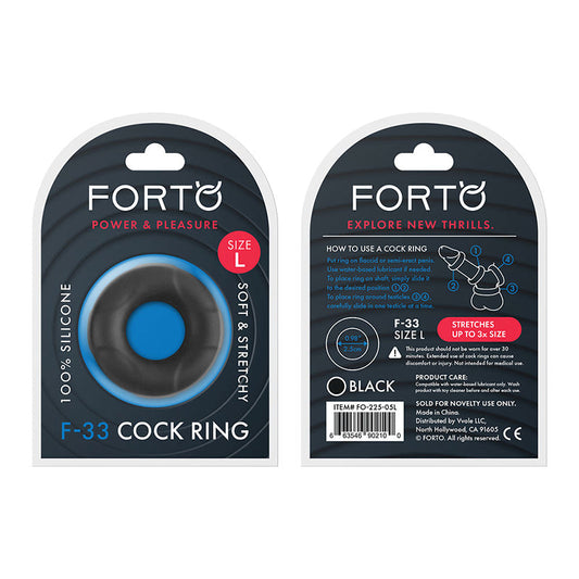 Forto F-33 Liquid Silicone Cockring Large Black by Vvole