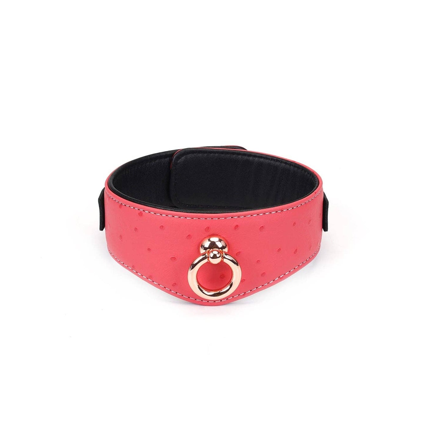Angel's Kiss Pink Leather Curved Collar with Locking Buckle by Liebe Seele