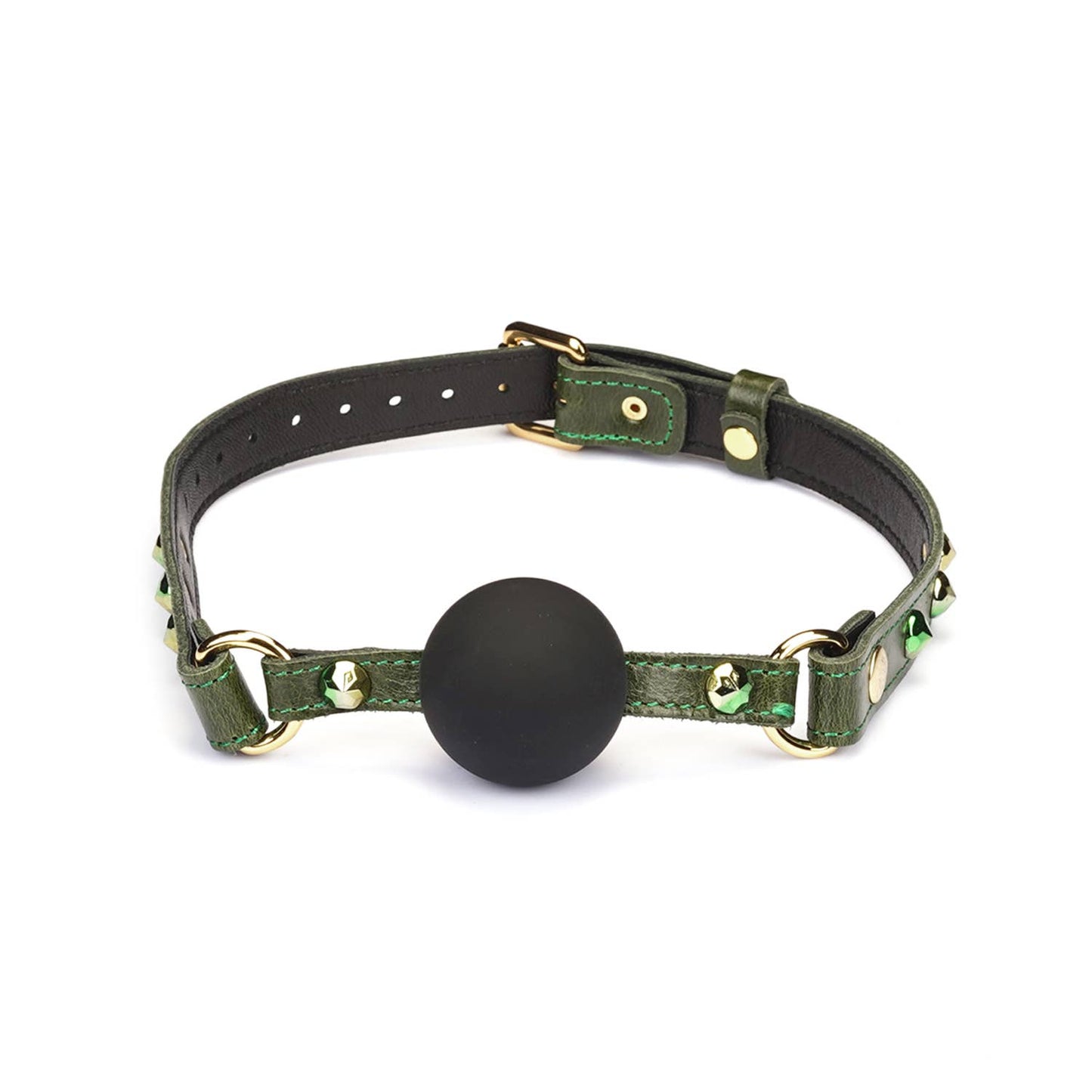 Liebe Seele - Luxury Green Leather Ball Gag with Green Rivets
