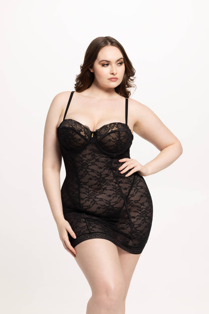 SAVANNAH LACE PUSH UP CHEMISE & G-STRING SET by House of Desire