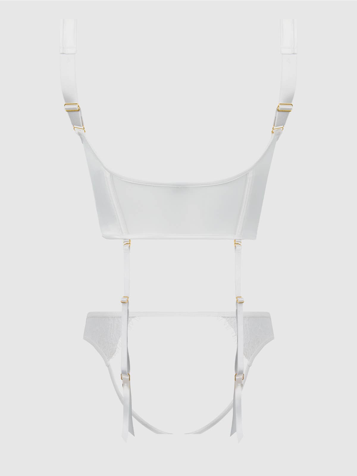 BRIDAL SATIN & LACE BUSTIER & BACKLESS HIPSTER SET