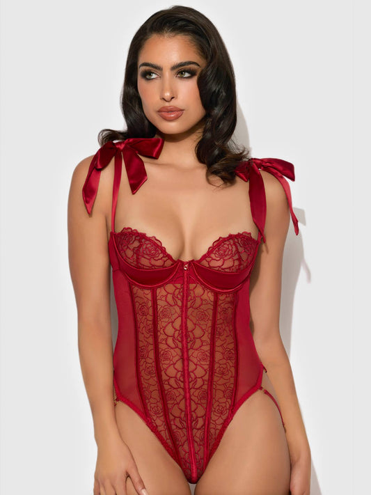 ROSALIE EMBROIDERED LACE TEDDY by House of Desire