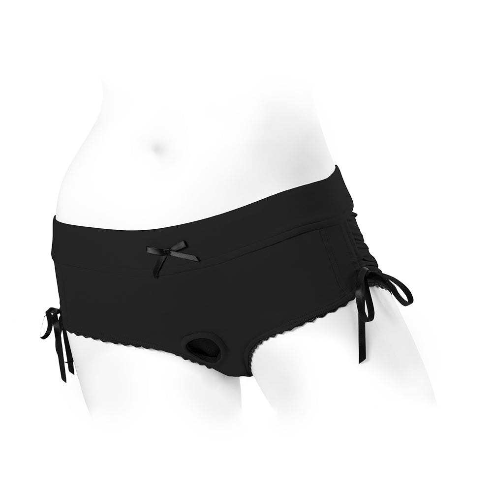 SpareParts Sasha Cinch Booty Short Harness Black Size L by SpareParts Hardware