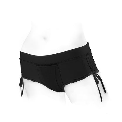 SpareParts Sasha Cinch Booty Short Harness Black Size L by SpareParts Hardware