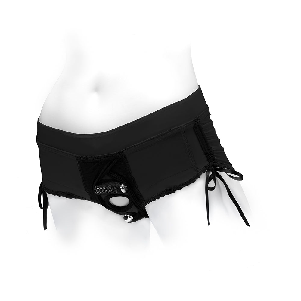 SpareParts Sasha Cinch Booty Short Harness Black Size L by SpareParts Hardware