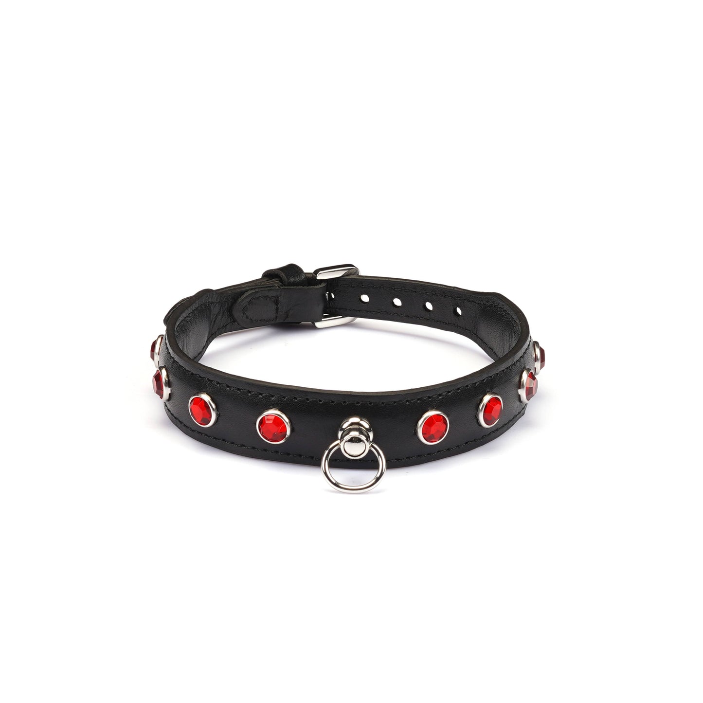 Liebe Seele Premium Leather Choker with Diamonds Black