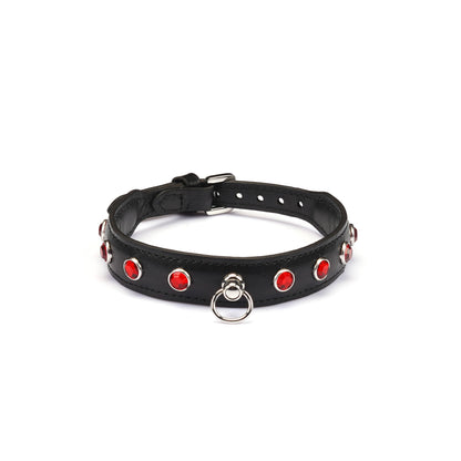 Liebe Seele Premium Leather Choker with Diamonds Black