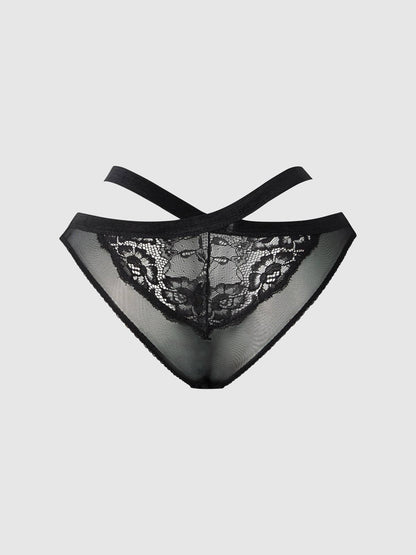NATASHA LACE & MESH STRAPPY HIPSTER