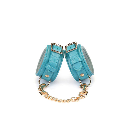 Liebe Seele- Blue Lamb leather Wrist Cuffs with Velvet Lining
