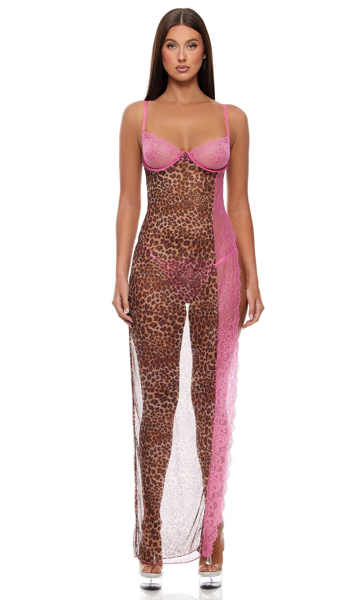 Animal Instincts Sheer Mesh Nightgown Lingerie Set by Forplay Inc.