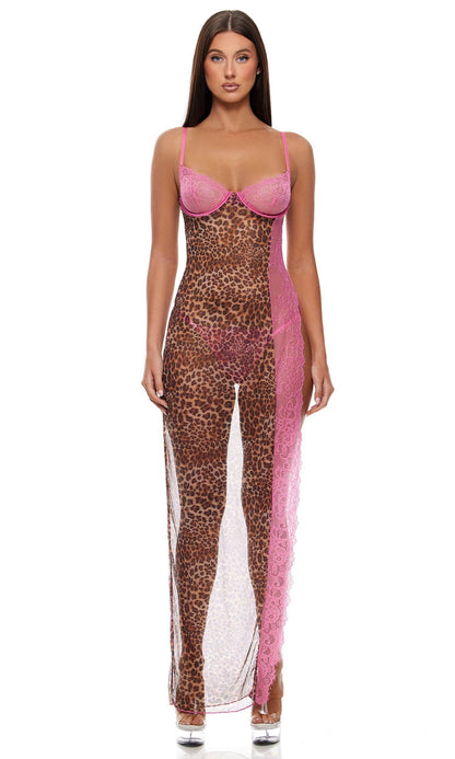 Animal Instincts Sheer Mesh Nightgown Lingerie Set by Forplay Inc.