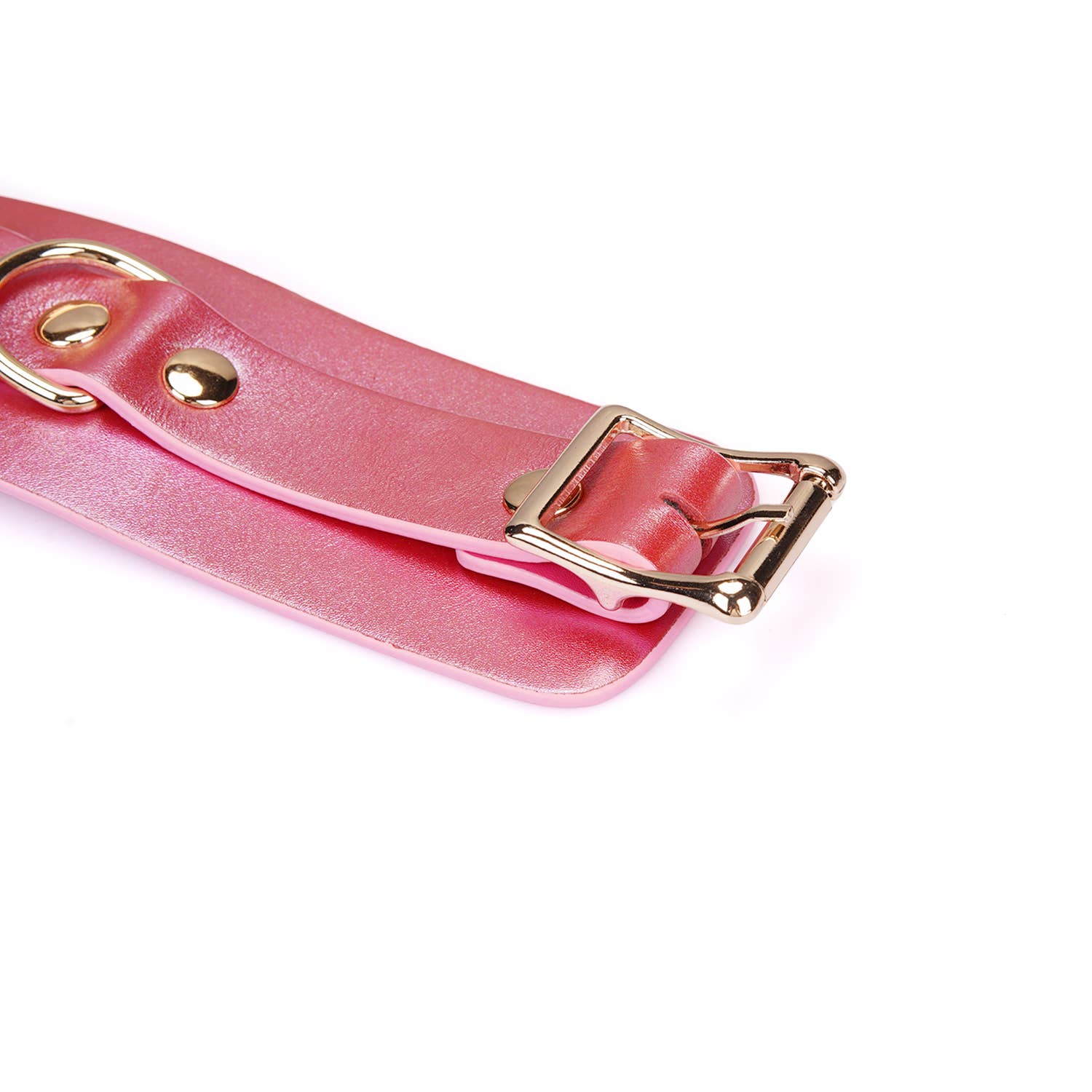 Liebe Seele- Lustre Rosa: Pink Leather Wrist Cuffs by Liebe Seele