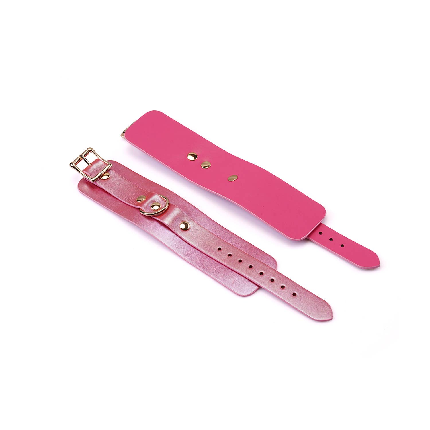 Liebe Seele- Lustre Rosa: Pink Leather Wrist Cuffs by Liebe Seele