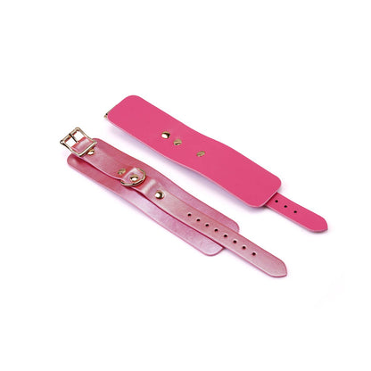 Liebe Seele- Lustre Rosa: Pink Leather Wrist Cuffs by Liebe Seele