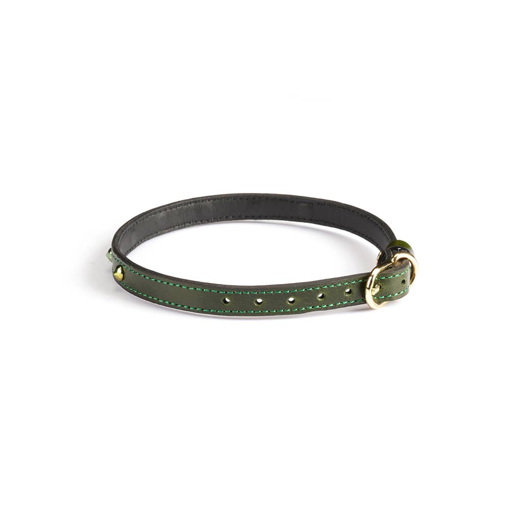 0.4" Wide Luxury Leather O-Ring Choker with Rivets