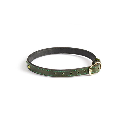 0.4" Wide Luxury Leather O-Ring Choker with Rivets