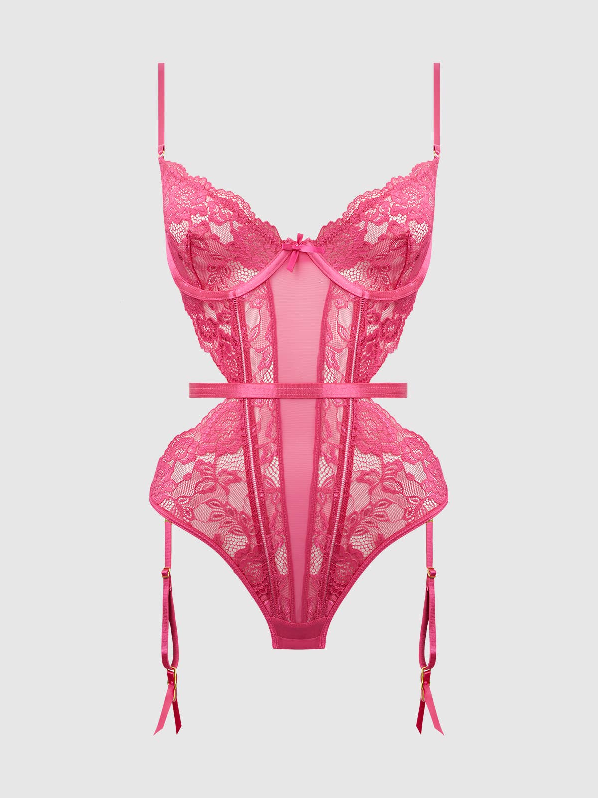 HARLOW LACE & MESH UNDERWIRE TEDDY by House of Desire