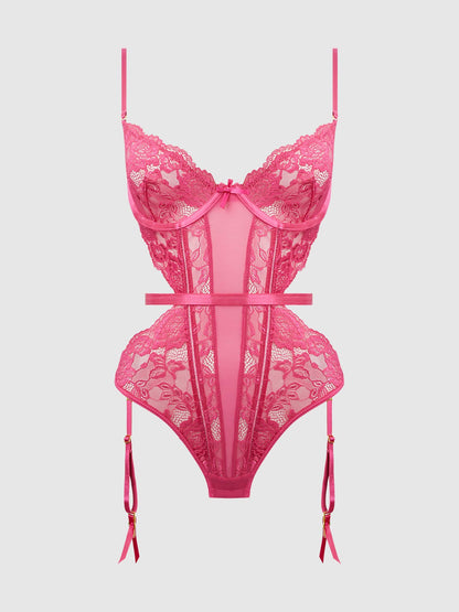 HARLOW LACE & MESH UNDERWIRE TEDDY by House of Desire