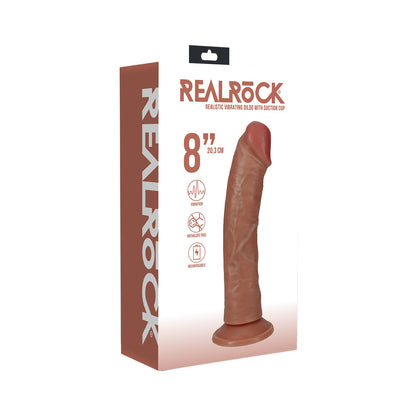 RealRock 8 in. Vibrating Cock Regular Curved Tan by Shots America LLC
