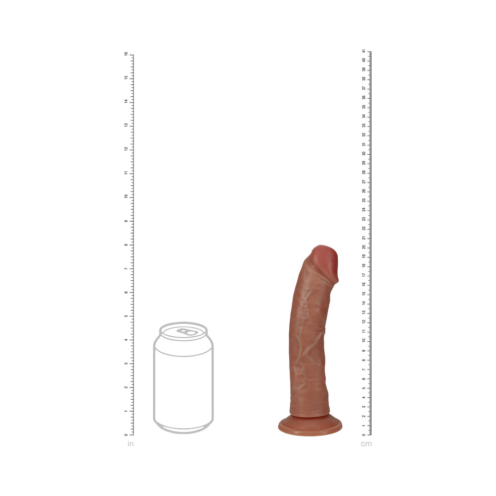 RealRock 8 in. Vibrating Cock Regular Curved Tan by Shots America LLC