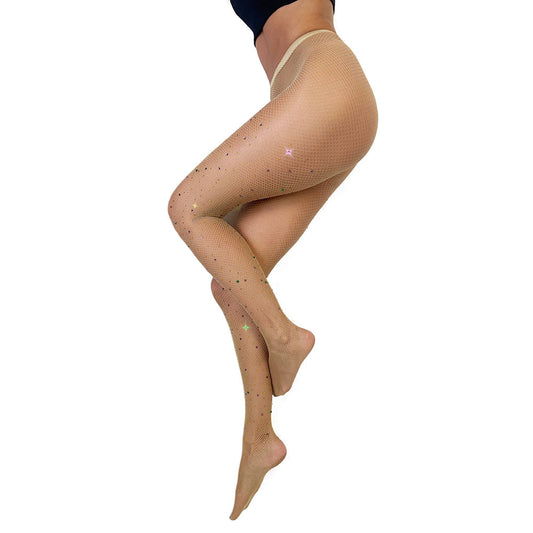Kixies Tan Fishnet Mardi Gras Tights Size C by Kixies Inc