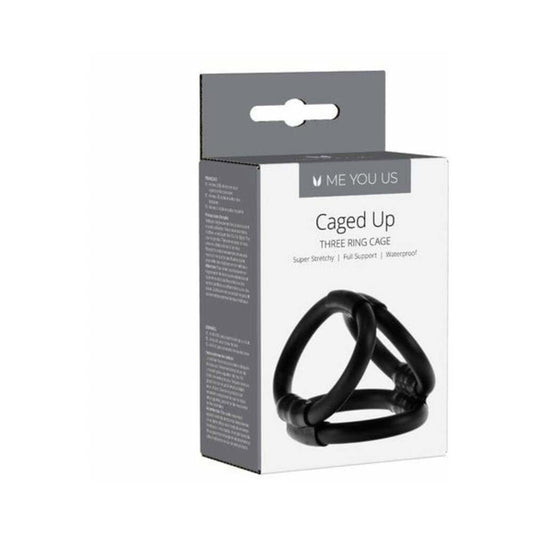 Me You Us Caged Up 3-Ring Cock Cage Black by Simply Pleasure Ltd