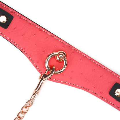 Angel's Kiss Pink Leather Curved Collar with Locking Buckle by Liebe Seele