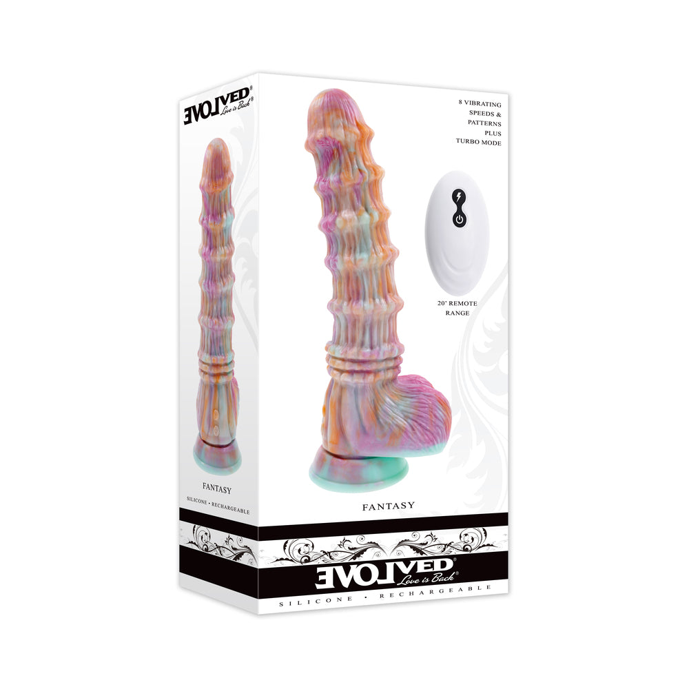 Evolved Fantasy Multicolor Vibrating Ribbed Dildo by Evolved