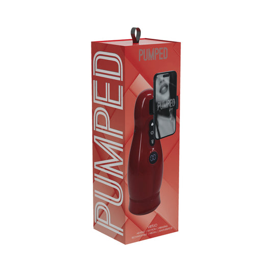 PUMPED Virtuo Masturbator Suction Vibration Phone Attachment Metallic Red by Shots America LLC