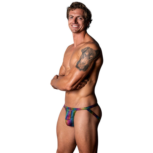 Male Power The Matchmaker Jock with Front Condom Pouch Rainbow S/M by Male Power
