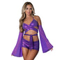 Magic Silk Glimmer Wrap Bralette, Booty Shorts & Sleeve Set Purple Disco S/M by Magic Silk