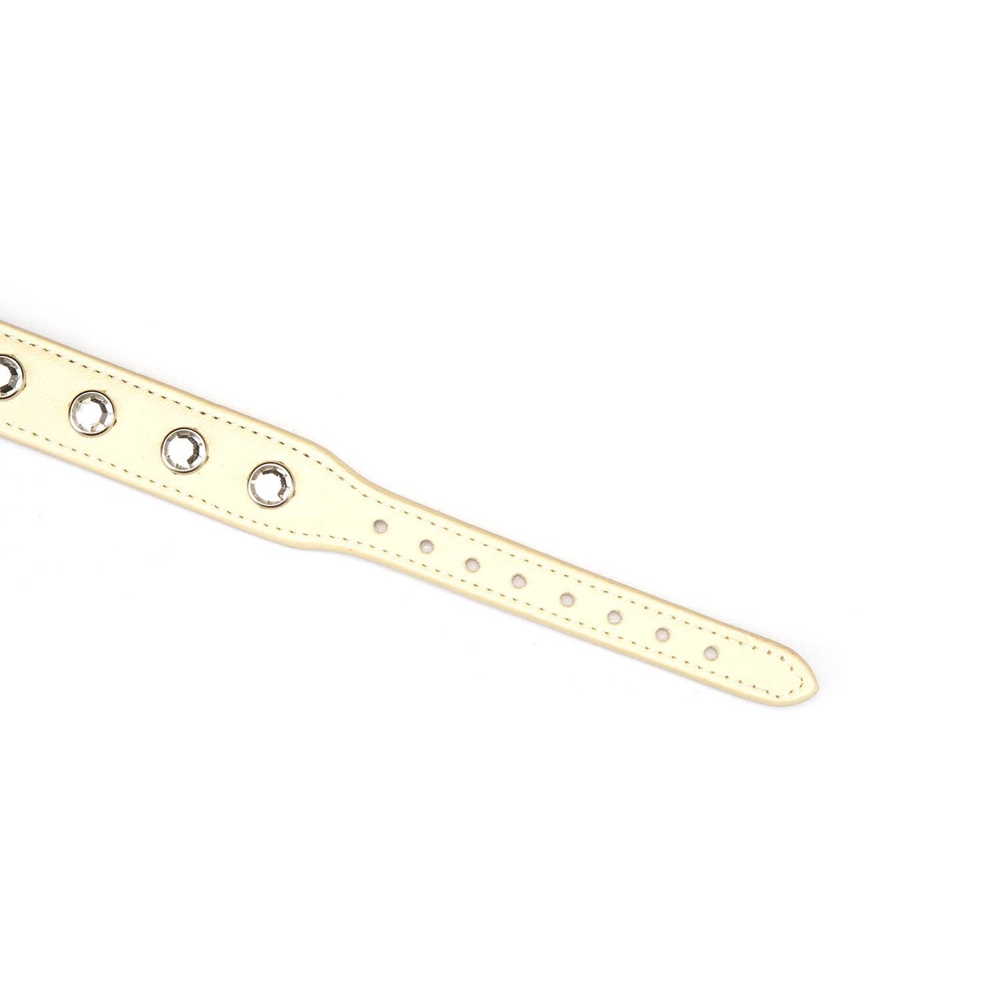 Liebe Seele Premium Leather Choker with Diamonds Ivory White