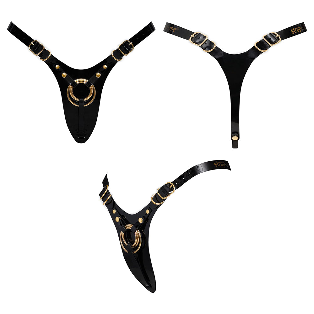 Strap-On-Me Leatherette Harness Fabulous One Size Black Glossy by Lovely Planet USA