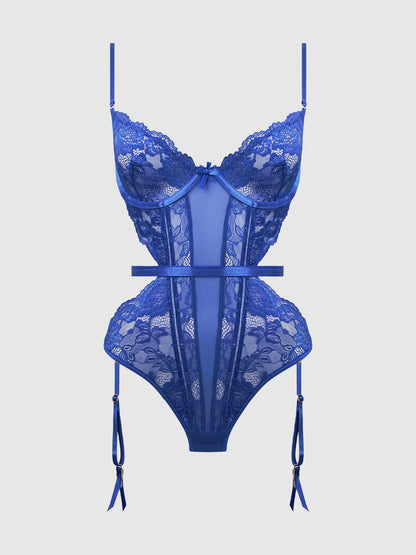 HARLOW LACE & MESH UNDERWIRE TEDDY by House of Desire