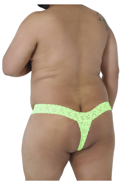 CandyMan - Peek a Boo Lace Thongs - Hot Green