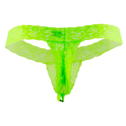 CandyMan - Peek a Boo Lace Thongs - Hot Green