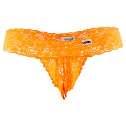 CandyMan X - Peek a Boo Lace Thongs - Hot Orange