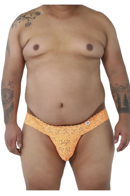 CandyMan X - Peek a Boo Lace Thongs - Hot Orange