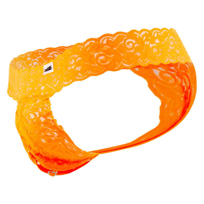 CandyMan X - Peek a Boo Lace Thongs - Hot Orange