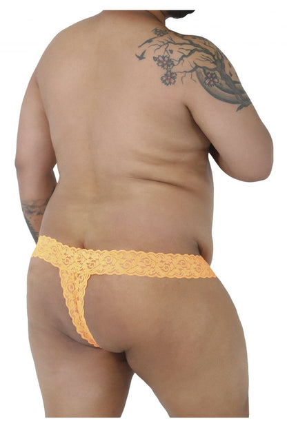 CandyMan X - Peek a Boo Lace Thongs - Hot Orange