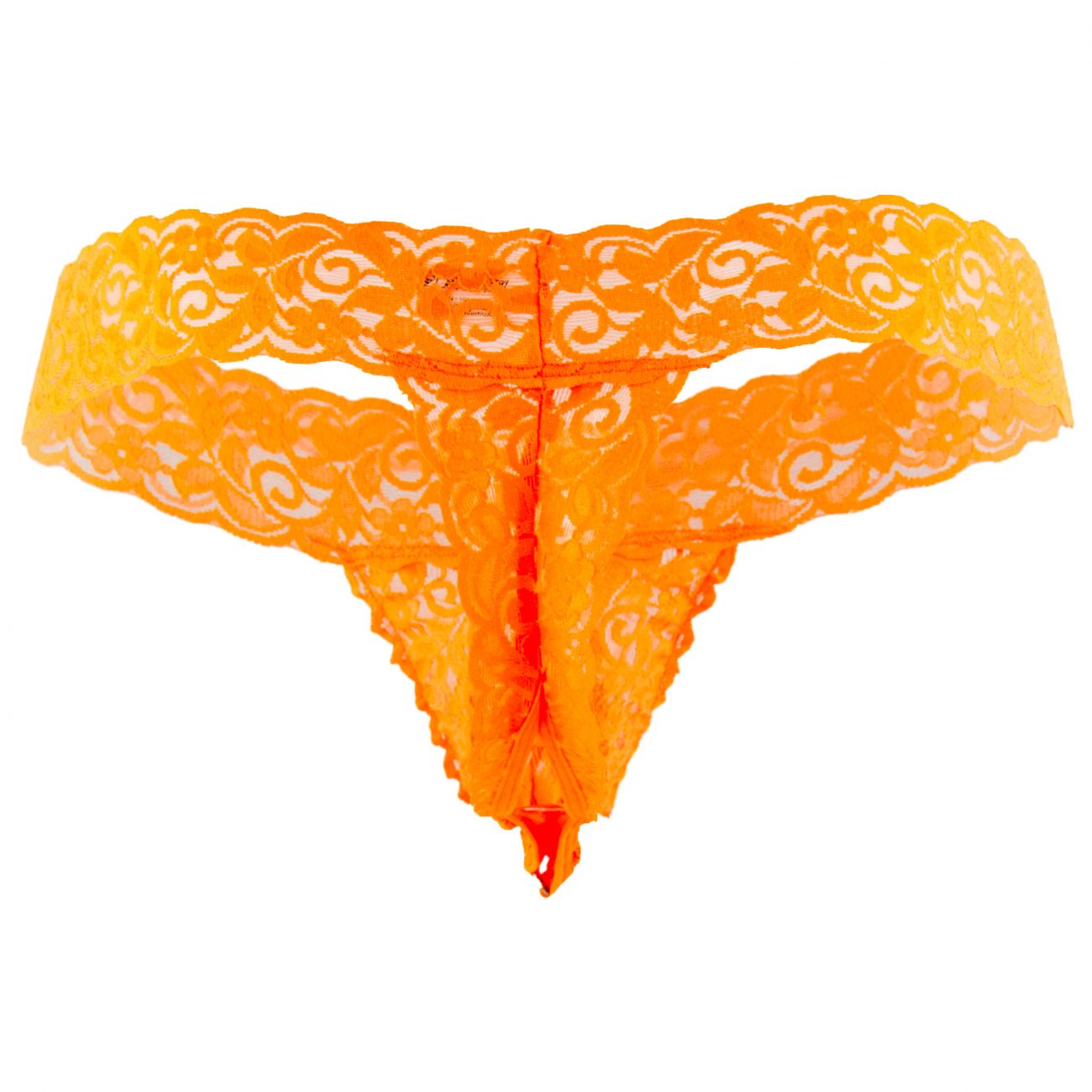 CandyMan X - Peek a Boo Lace Thongs - Hot Orange