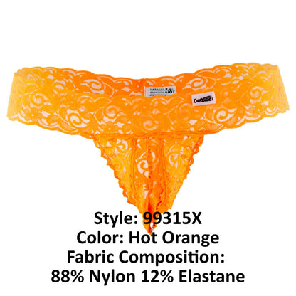 CandyMan X - Peek a Boo Lace Thongs - Hot Orange