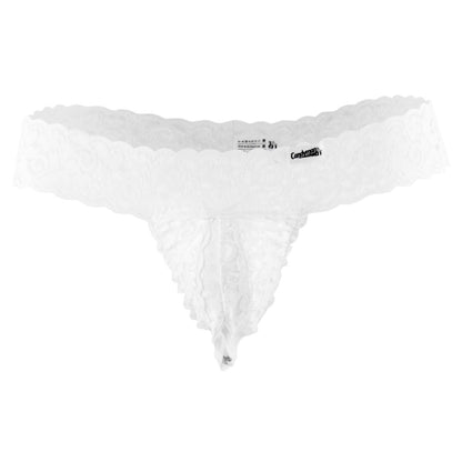 CandyMan X- Peek a Boo Lace Thongs - White