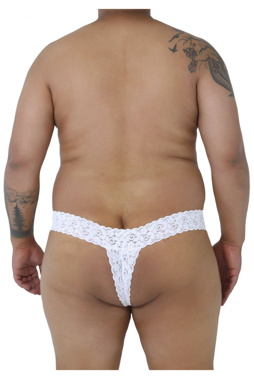 CandyMan X- Peek a Boo Lace Thongs - White