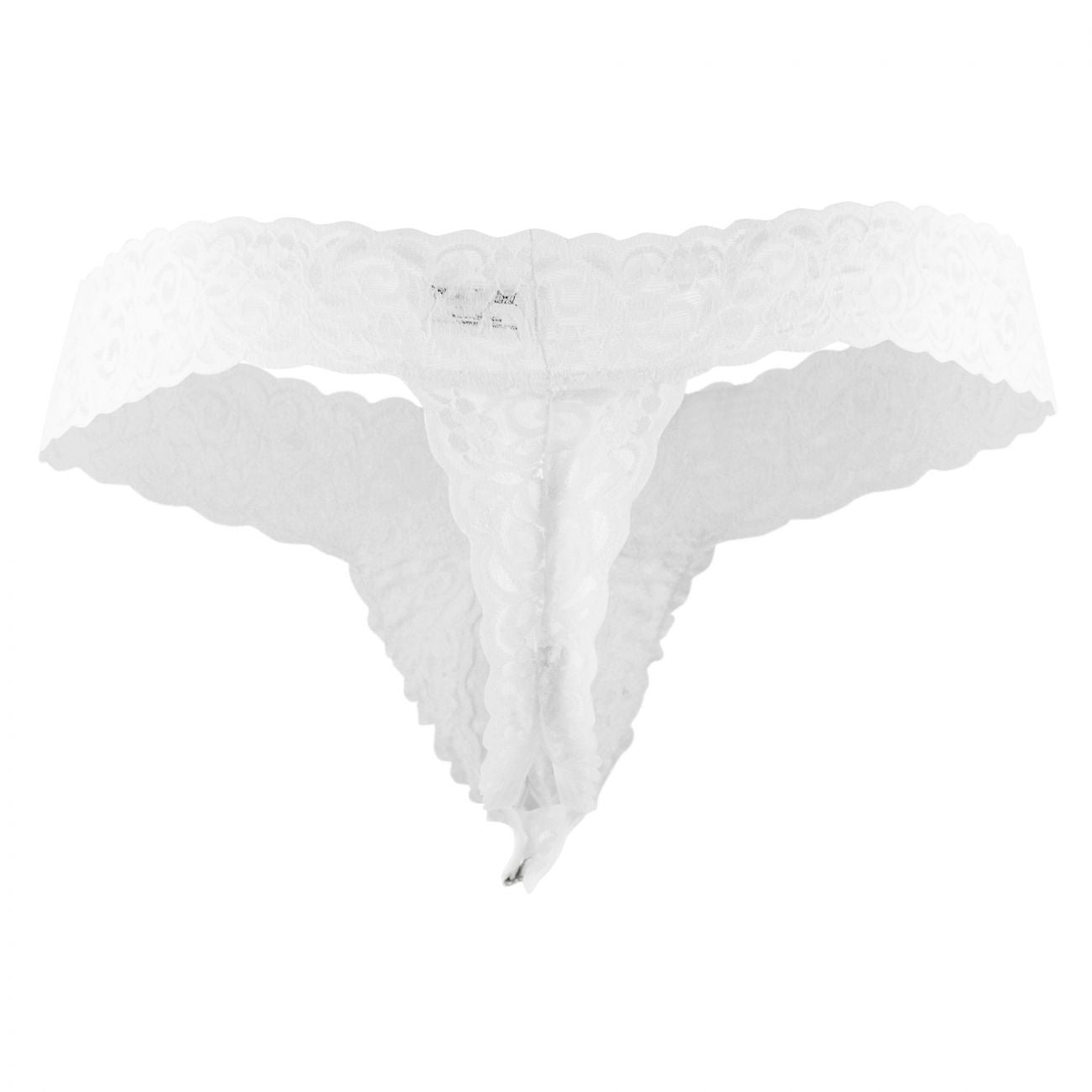 CandyMan X- Peek a Boo Lace Thongs - White